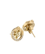 GUESS 4 LOVE Round earrings with 4G logo and rhinestones yellow gold - Earrings - 3