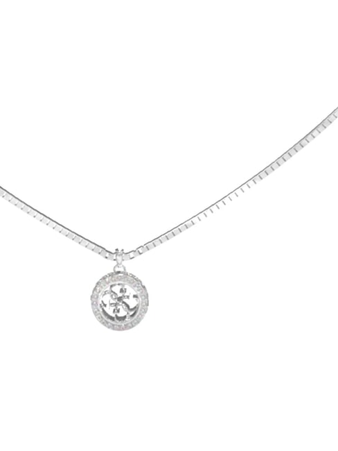 4G CRUSH Necklace with logo pendant and crystals SILVER - Necklaces