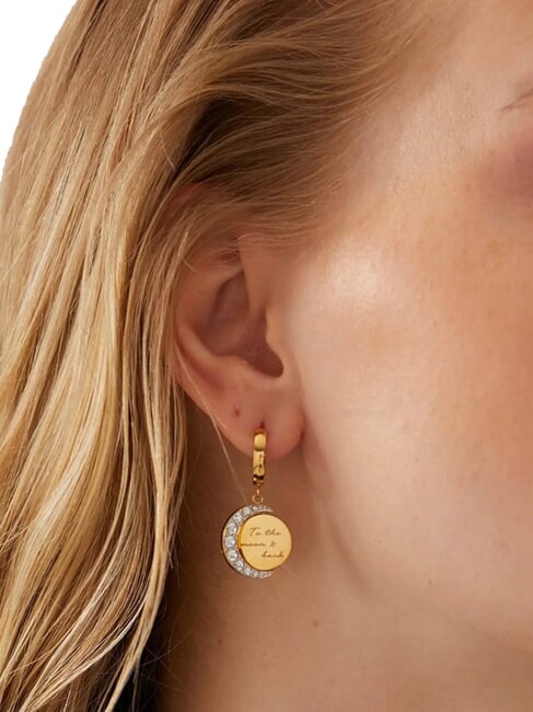 MOON PHASES Earrings with medal and crystals yellow gold - Earrings