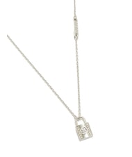 GUESS KEEP ME CLOSE Crystal Padlock Pendant Necklace SILVER - Necklaces - 2