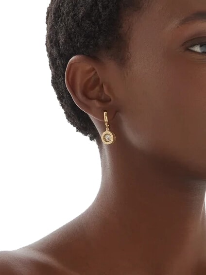 SOLITAIRE Hoop drop earrings yellow gold - Earrings