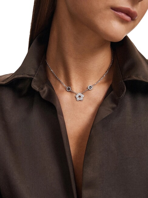 SHINING WINTER Necklace with flower and crystals SILVER - Necklaces