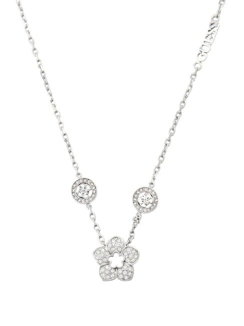 SHINING WINTER Necklace with flower and crystals SILVER - Necklaces