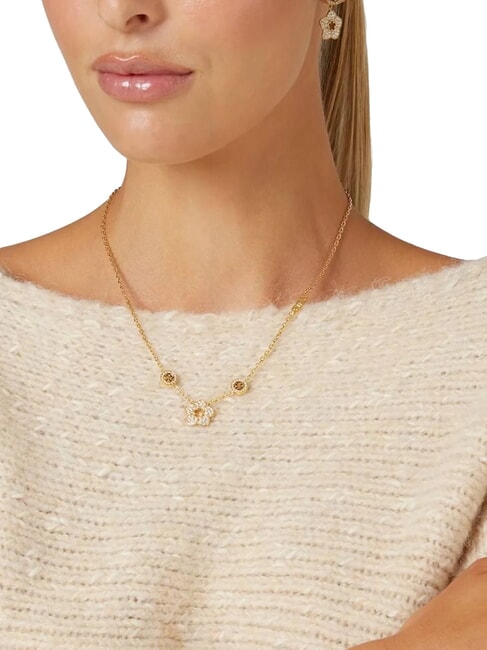 SHINING WINTER Necklace with flower and crystals yellow gold - Necklaces