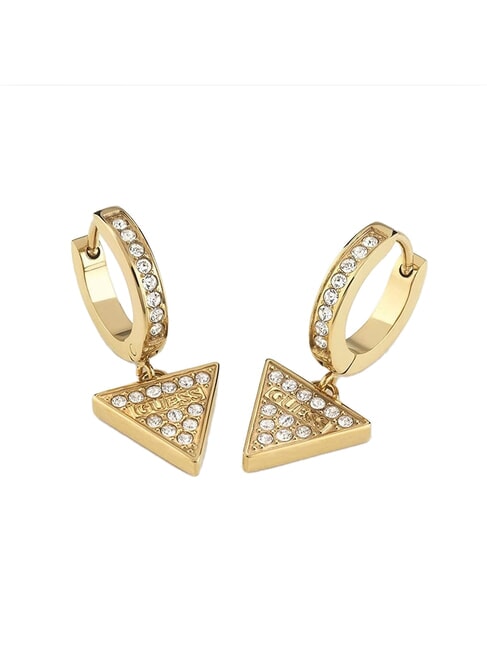 HUGGIE ME Triangle pendant earrings with rhinestones yellow gold - Earrings