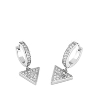 GUESS HUGGIE ME Triangle pendant earrings with rhinestones SILVER - Earrings - 2