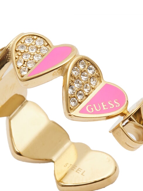 LOVELY GUESS Enamelled heart earrings yellow gold/fuchsia - Earrings