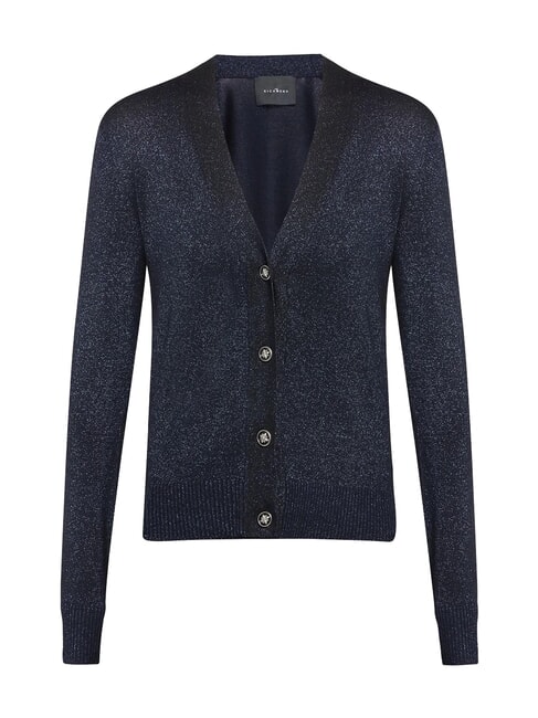 PEACEFUL Lurex cardigan with buttons navy blue - Women's Sweaters