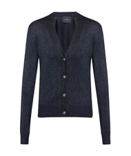 JOHN RICHMOND PEACEFUL Lurex cardigan with buttons navy blue - Women's Sweaters - 4