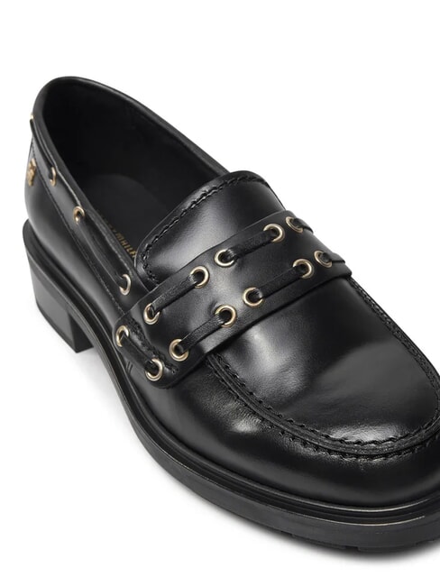 CHUNKY NAUTICAL EYELETS  Leather moccasins black - Women&rsquo;s shoes