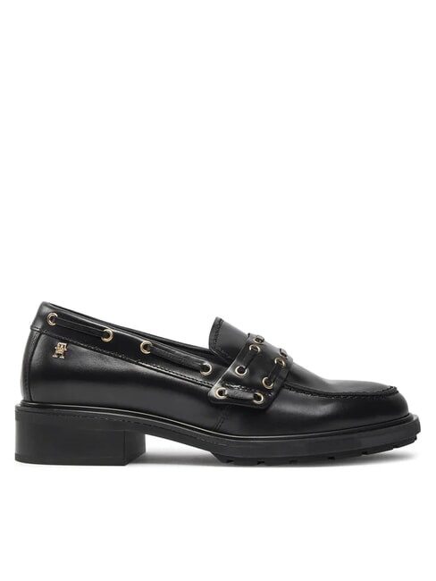 CHUNKY NAUTICAL EYELETS  Leather moccasins black - Women&rsquo;s shoes
