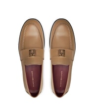 TOMMY HILFIGER THE LEATHER CLASSIC Women's leather loafers khaki - Women&rsquo;s shoes - 4