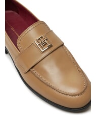 TOMMY HILFIGER THE LEATHER CLASSIC Women's leather loafers khaki - Women&rsquo;s shoes - 3