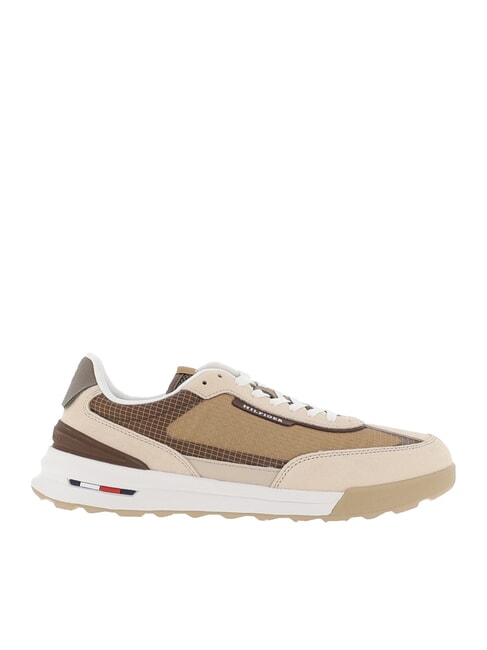 RETRO RUNNER Leather and fabric sneakers beige - Men&rsquo;s shoes
