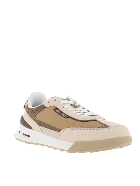 RETRO RUNNER Leather and fabric sneakers beige - Men&rsquo;s shoes