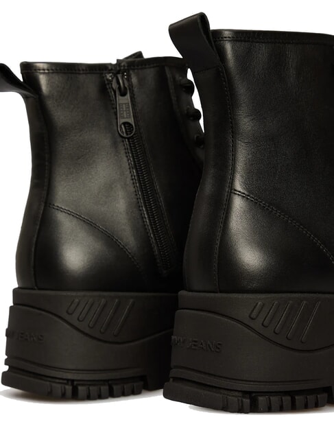 TH JEANS Leather platform ankle boots with zip black - Women&rsquo;s shoes