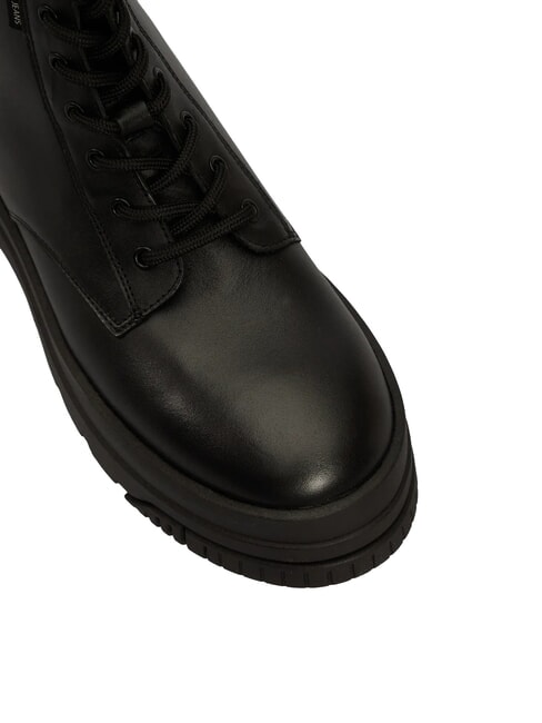 TH JEANS Leather platform ankle boots with zip black - Women&rsquo;s shoes