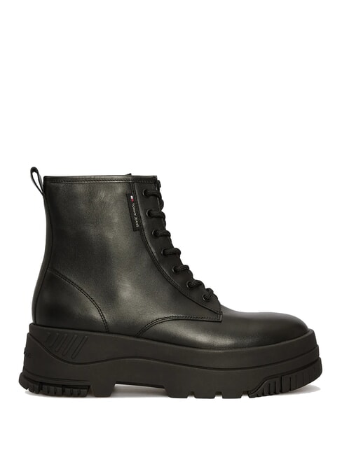 TH JEANS Leather platform ankle boots with zip black - Women&rsquo;s shoes