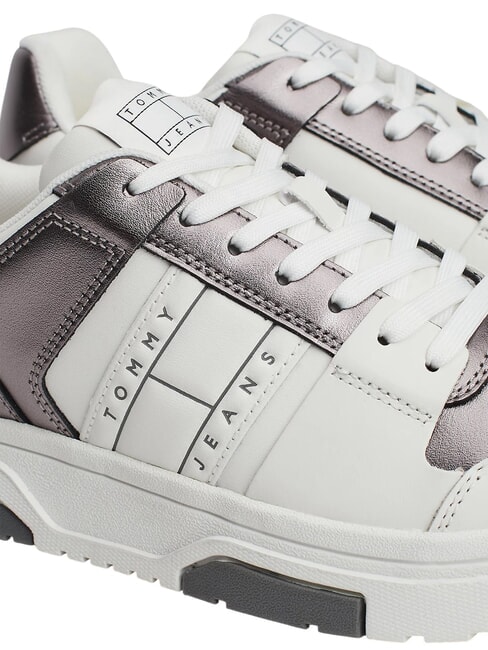 TOMMY JEANS Leather sneakers white / silver - Women&rsquo;s shoes