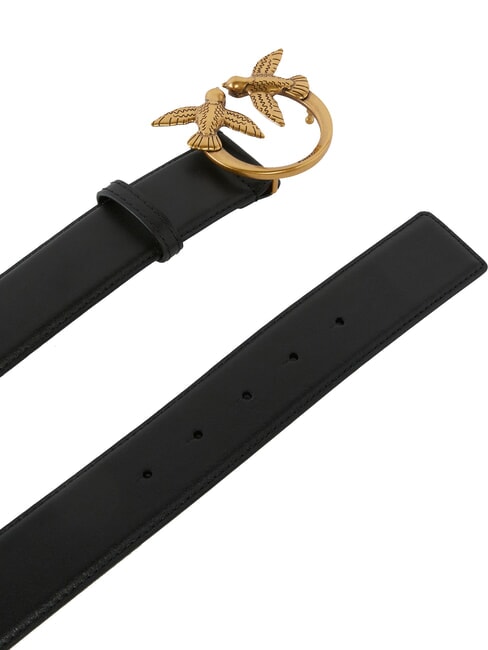 LOVE BERRY Leather belt black-antique gold - Belts