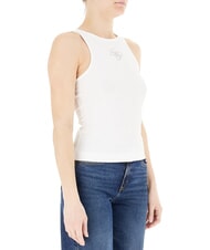 GUESS NEW SL ROUND GUENDALINA 4G rhinestone logo tank top purwhite - T-shirt - 3