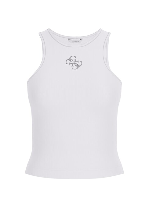 NEW SL ROUND GUENDALINA 4G rhinestone logo tank top purwhite - T-shirt