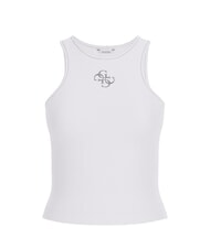 GUESS NEW SL ROUND GUENDALINA 4G rhinestone logo tank top purwhite - T-shirt - 4