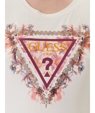 GUESS TRIANGLE FLOWERS Stretch T-shirt with print vanilla blush - T-shirt - 3