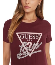 GUESS PEARLS LOVE TRIANGLE T-shirt with print and applications red black - T-shirt - 3