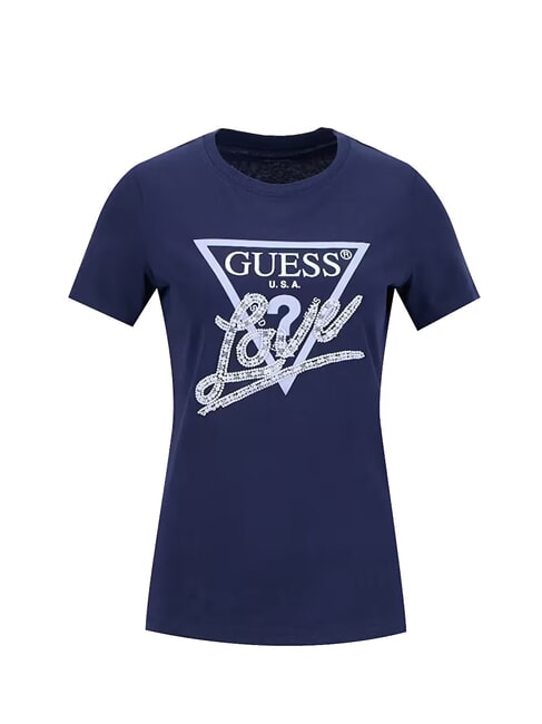 PEARLS LOVE TRIANGLE T-shirt with print and applications blue suit - T-shirt