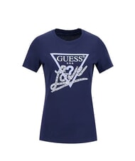 GUESS PEARLS LOVE TRIANGLE T-shirt with print and applications blue suit - T-shirt - 3