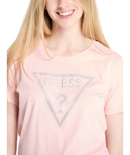 GUESS SS CN KRYSTAL TRIANGLE Short-sleeved T-shirt with studs and rhinestones pink pearl - T-shirt - 3
