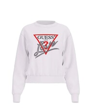 GUESS STUDDED LOVE Crewneck sweatshirt with stud print purwhite - Women's Sweatshirts - 2