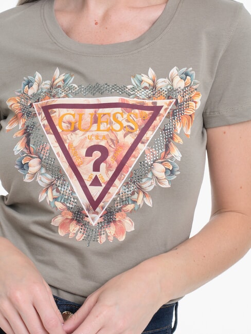 TRIANGLE FLOWERS Stretch T-shirt with print sage leaf - T-shirt