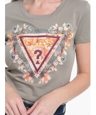 GUESS TRIANGLE FLOWERS Stretch T-shirt with print sage leaf - T-shirt - 3
