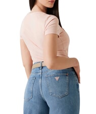 GUESS TRIANGLE FLOWERS Stretch T-shirt with print pale sand - T-shirt - 2