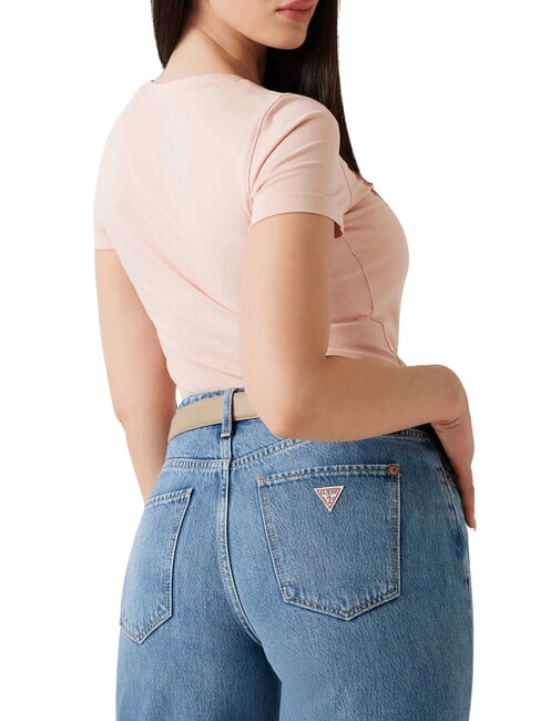 TRIANGLE FLOWERS Stretch T-shirt with print pale sand - T-shirt