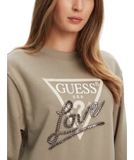 GUESS STUDDED LOVE Crewneck sweatshirt with stud print sage leaf - Women's Sweatshirts - 3