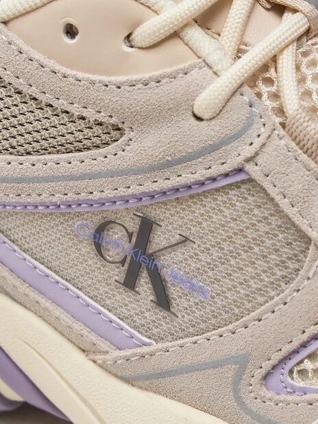 RETRO TENNIS Mesh and suede leather sneakers beige - Women&rsquo;s shoes