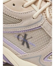 CALVIN KLEIN RETRO TENNIS Mesh and suede leather sneakers beige - Women&rsquo;s shoes - 3