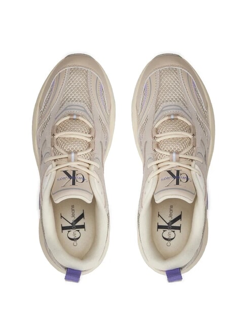 RETRO TENNIS Mesh and suede leather sneakers beige - Women&rsquo;s shoes