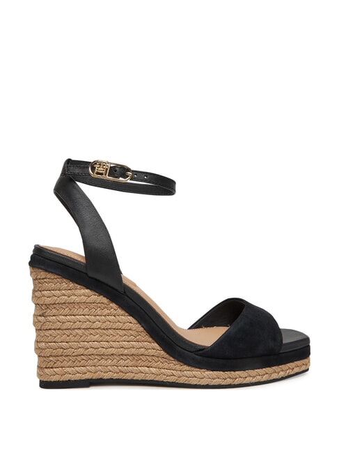 TH MONOGRAM High leather wedge sandals black - Women&rsquo;s shoes