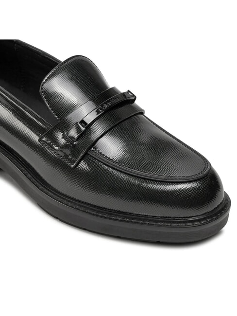 LOAFER BAR SAFF Leather loafers with saffiano insert black - Women&rsquo;s shoes