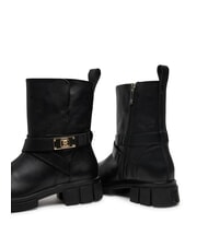 TOMMY HILFIGER BIKER Leather ankle boots with buckle black - Women&rsquo;s shoes - 5