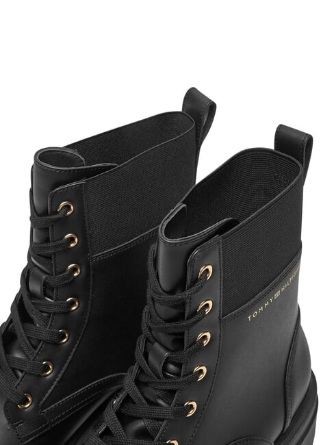 TH ELASTIC RIB LACEUP Lace-up leather boots black - Women&rsquo;s shoes