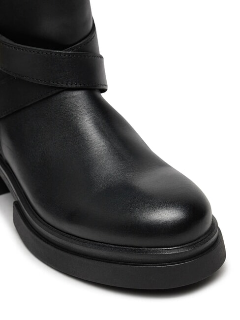 BIKER Leather ankle boots with buckle black - Women&rsquo;s shoes