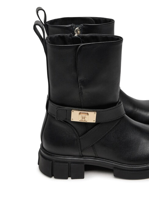 BIKER Leather ankle boots with buckle black - Women&rsquo;s shoes