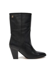 TOMMY HILFIGER MID COWBOY Leather ankle boots with heel - Women&rsquo;s shoes