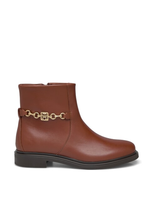 TH CHAIN Low leather ankle boots with zip cognac brown - Women&rsquo;s shoes