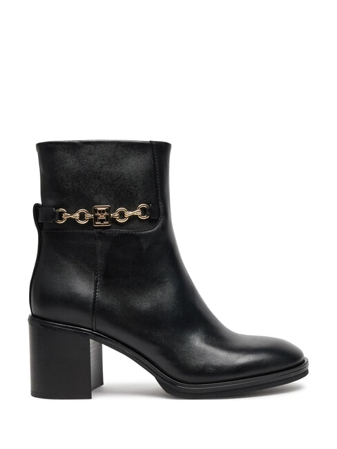 TH CHAIN Leather ankle boots with chain black - Women&rsquo;s shoes